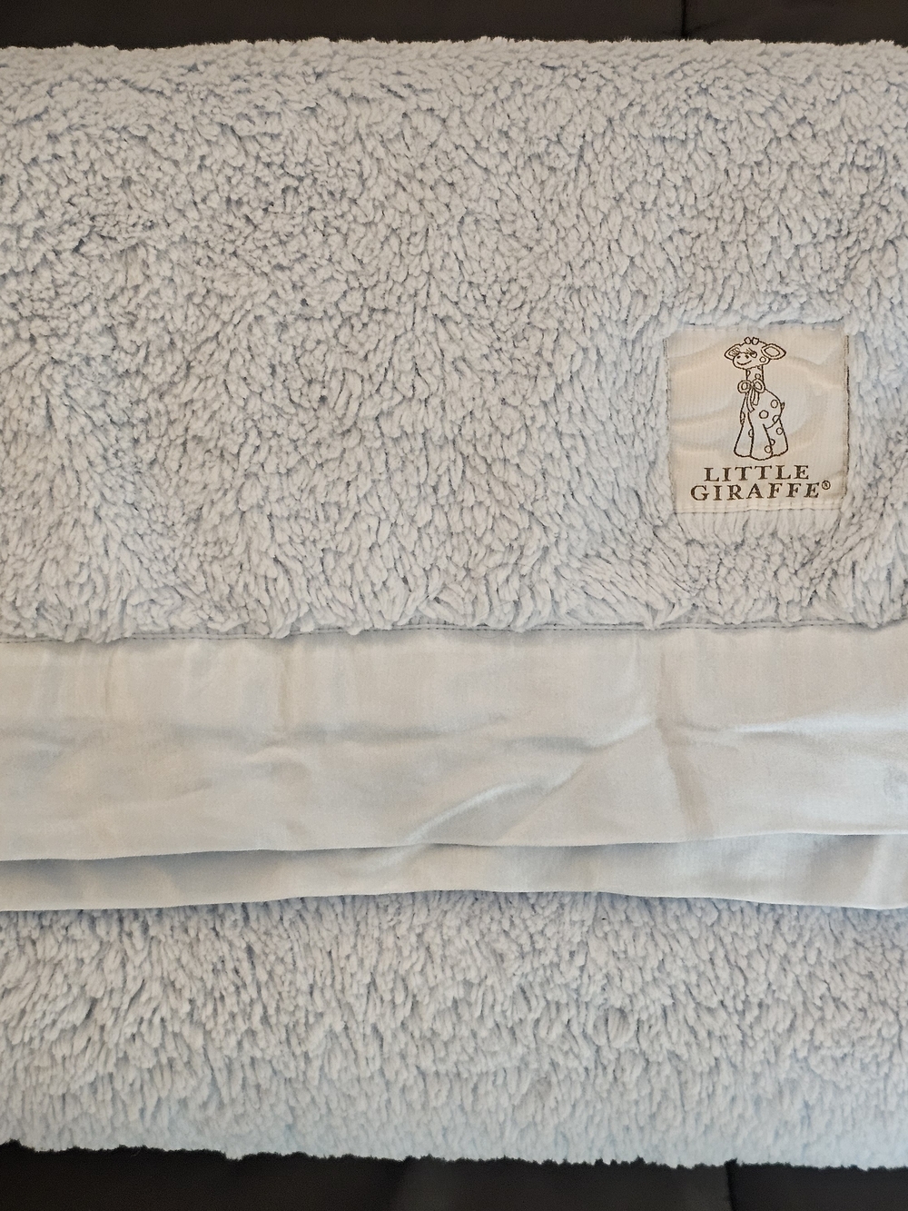 Little Giraffe Cozy Plush Baby Blanket - Light Blue 36 in X 32 in